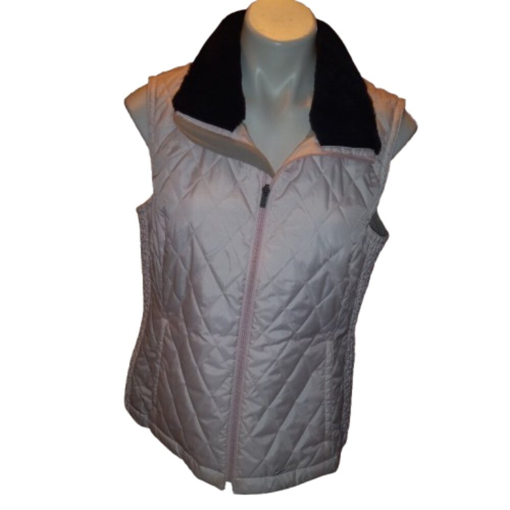Nike Pink Womens Large With Black Faux Fur Collar Vest
